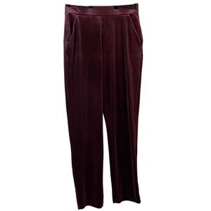Loft‎ Velvet Pants Small Tall Burgundy Plum Relaxed Fit Coquette Gothic Feminine